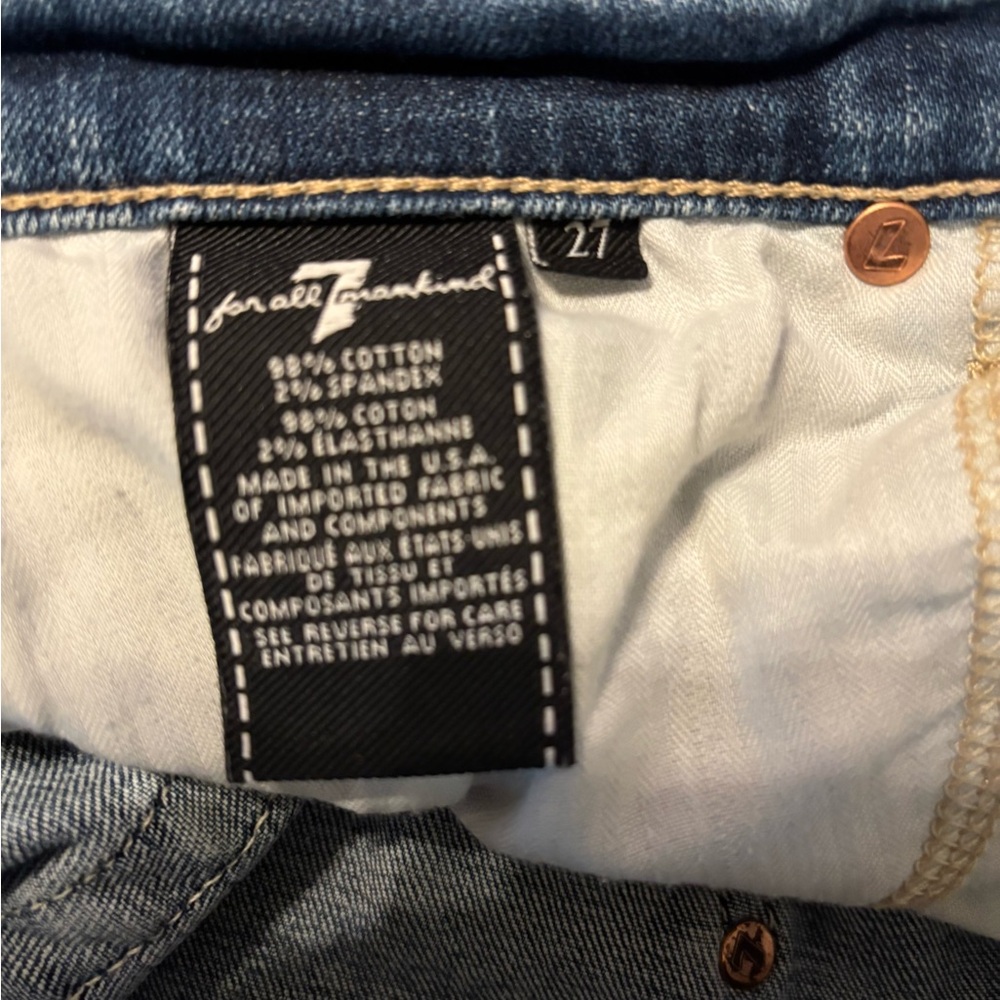 7 for all Mankind Women’s Blue Embroidered Skinny Jeans Size 27 - Picture 9 of 10